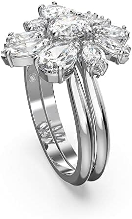Swarovski Anillo de cóctel Gema, Flor, Blanco, Baño de rodio - Imagen 5