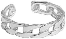Plata de Ley 925, Anillos Abiertos de Cadena torcida, joyería for Mujer (Color : Silver)