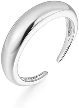 Anillos Abiertos geométricos Lisos de Plata de Ley 925, joyería for Fiesta de Boda for Mujer (Color : Silver)