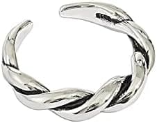 Anillos de Plata de Ley 925, Anillos Abiertos Trenzados (Color : Silver)
