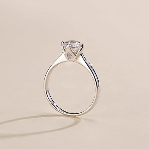 Whoiy Anillo solitario de oro blanco de 14 quilates (585) y diamante de 0,08 quilates - Imagen 5