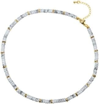 COAI Collar Gargantilla para Mujer con Cuentas de Piedras Heishi Naturales