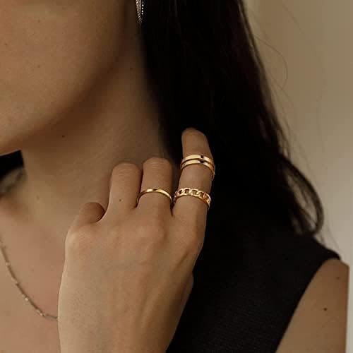 Adramata 15PCS Anillos para Nudillos de Oro y Plata para Mujer apilables Anillos de Acero Inoxidable para Mujer Conjunto de Anillos apilables de Moda Conjunto de Anillos Medios - Imagen 3