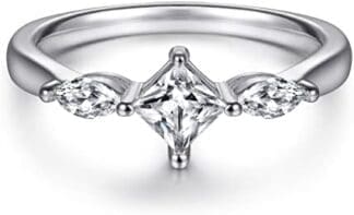Banemi Anillos de Plata, Anillos Mujer Tous de Zirconia Cúbica Ojo de Caballo Anillo de Pareja de Regalo Talla 9,5-22