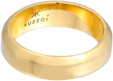 Kuzzoi Anillo para hombre (7 mm) hecho a mano, anillo de plata 925 chapada en oro, anillo de compromiso, anillo de amistad, anillo de oro pulido, talla 54-66, 0610461521 - Imagen 3