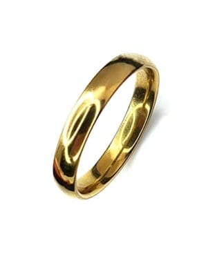 Anillo alianza DORADA acero inoxidable 4mm. Personalizable con GRABADO GRATIS. para hombre y mujer o parejas. Matrimonio, compromiso, novios (19 ES)