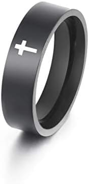 Dreamtimes Anillo de cruz de acero inoxidable anillo cristiano Jesucristo Señor Cruz anillo de oración joyería para hombre mujer color plata