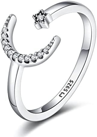 Anillos de mujer en plata de ley formado por una luna brillante. Anillo plata mujer con acabado plateado o dorado. Joyería mujer ideal para parejas, regalo para madres, amigas... Anillos para parejas