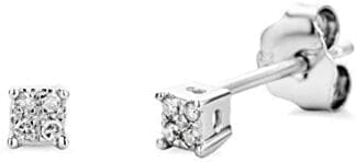 Miore - Pendientes de oro blanco de 9 quilates con diamante (.03)