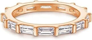 Banemi Tous Anillo Plata, Anillos Chicas de Zirconia Cúbica Ronda Regalo de Pareja de Anillo de Aniversario de Boda Talla 9,5-22