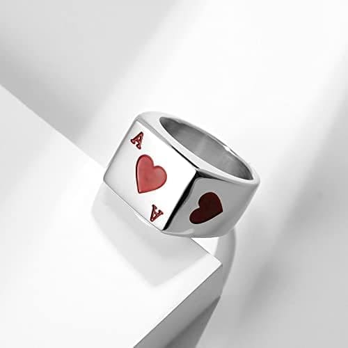 Daesar - Anillo Personalizado Nombre Anillos de Negro Hombre,Anillos Acero Inoxidable Hombre 14mm Póker A Anillos Hombre - Imagen 4