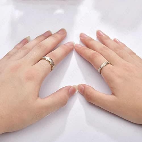 CHENSS Anillo de Pareja de Acero de Titanio Patrón de Onda de Oro Anillo Infinito de Boda Hombres y Mujeres Regalo de joyería de Compromiso - Imagen 3