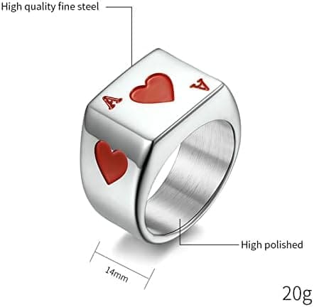 Daesar - Anillo Personalizado Nombre Anillos de Negro Hombre,Anillos Acero Inoxidable Hombre 14mm Póker A Anillos Hombre - Imagen 5