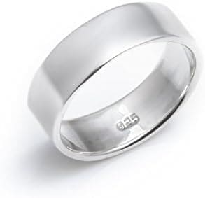 Silverly Anillo Plano Grueso Unisex Hombre Mujer en Plata de Ley .925 Pulgar 7 mm