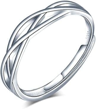 CPSLOVE Anillo de plata 925 para pareja, anillos de bodas de diamantes de flores, tamaño ajustable, Anillo de compromiso