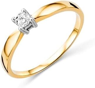 Miore anillo solitario para mujer 14 k 585 oro bicolor 14 quilates con diamante naturale 0.10 quilates