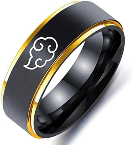 YAHOYA 8mm Anime en Titán Astilla Negro Alas de Anillo de Acero Inoxidable Alas De Libertad Bandera Anillos de Dedo para Hombres Mujeres Joyería Anime Fans
