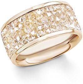 S. Oliver Damen-anillo de acero inoxidable chapado en oro de Swarovski en la parte de cristal blanco talla redonda - 540