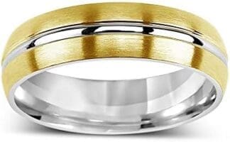 SILVEGO – RRC2047-M - Anillo de Boda para Mujer y Hombre de Acero Inoxidable Dorado