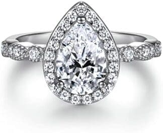 Banemi Tous Anillo Plata, Anillos Grandes Mujer de Circón Gotitas de Agua Anillo de Pareja de Regalo Talla 9,5-22