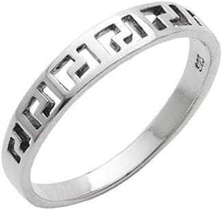 Silverly Anillo Mujeres en Plata de Ley .925 Banda Enrarece el Diseño L Key Banda Símbolo Griego