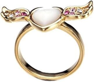 Blue Pearls Anillo del corazón, ala Madre de la Perla y Cristal Swarovski Elements Rose y Blanco