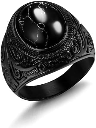 Dochais Anillos Hombr de Acero Inoxidable,Anillos Hombre Grandes,Anillos Hombre Negro,Vintage clásico Anillos de Hombre