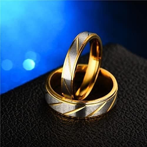 CHENSS Anillo de Pareja de Acero de Titanio Patrón de Onda de Oro Anillo Infinito de Boda Hombres y Mujeres Regalo de joyería de Compromiso - Imagen 5