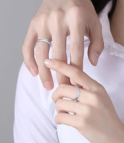 CPSLOVE Anillo de plata de ley 925 para pareja, anillos de boda, incrustaciones circón"forever love", tamaño ajustable, Anillo de compromiso - Imagen 6