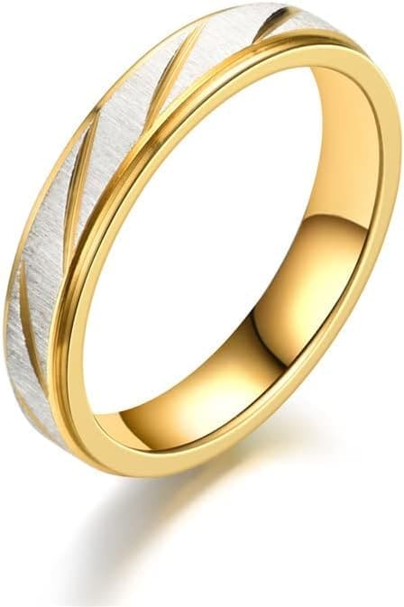 CHENSS Anillo de Pareja de Acero de Titanio Patrón de Onda de Oro Anillo Infinito de Boda Hombres y Mujeres Regalo de joyería de Compromiso