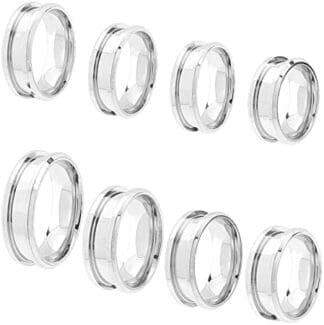 UNICRAFTALE 8pcs 8 Tamaños Anillos de Dedo de Banda Ancha 301 Ajustes de Anillo Ranurado de Acero Inoxidable Núcleo de Anillo En Blanco para Anillo de Incrustación Fabricación de Joyas Pulido