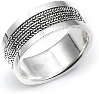 Silverly Anillo Hombres Mujer Unisex en Plata 925 Banda Estilo de Bali