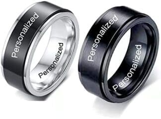 Ihanskio Anillo Personalizado Pareja Anillos Spinner Dentro Puede Grabar Anillos De Compromiso De Boda De Compromiso Titanio Acero