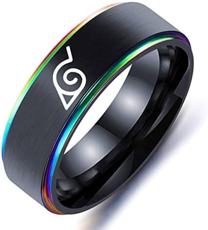 YAHOYA 8mm Anime en Titán Astilla Negro Alas de Anillo de Acero Inoxidable Alas De Libertad Bandera Anillos de Dedo para Hombres Mujeres Joyería Anime Fans - Imagen 4