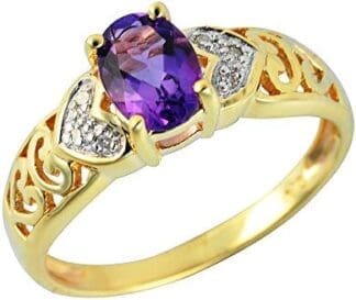 Bague - 135R0213-02 - Anillo de mujer de oro amarillo (9k) con diamantes y amatistas