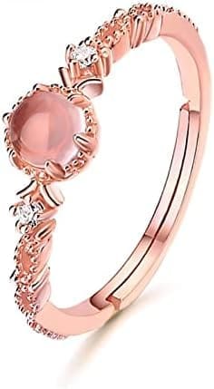 Saturey Anillos de Oro Rosa de tamaño Ajustable for Mujer, Anillos de Plata de Ley 925 (Color : 1)