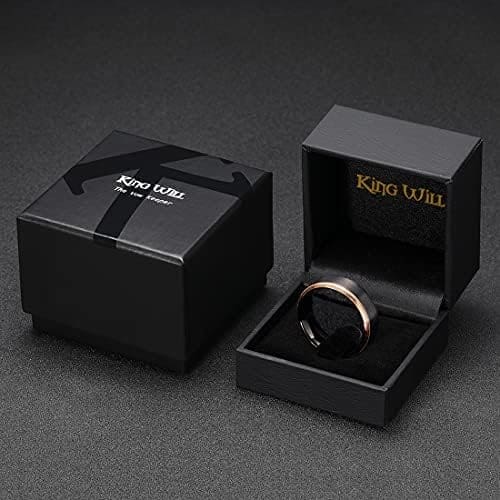 King Will Duo - Anillo unisex de carburo de tungsteno chapado en oro y negro y oro rosa de 8 mm - Imagen 6