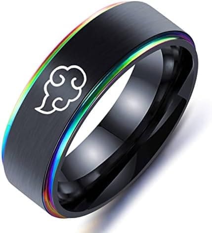 YAHOYA 8mm Anime en Titán Astilla Negro Alas de Anillo de Acero Inoxidable Alas De Libertad Bandera Anillos de Dedo para Hombres Mujeres Joyería Anime Fans - Imagen 2