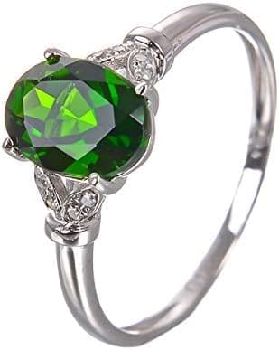 KnSam Anillo de Oro, Óvalos Hoja Anillo de Oro Real 18K 750 Oro Blanco con Diópsido Anillos de Mujer Compromiso Anillo de San Valentin Plata Verde