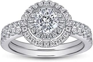 Banemi Anillo Pedida Mujer, Tous Anillo Plata de Zirconia Pareja de Anillo de Joyería 9,5-22