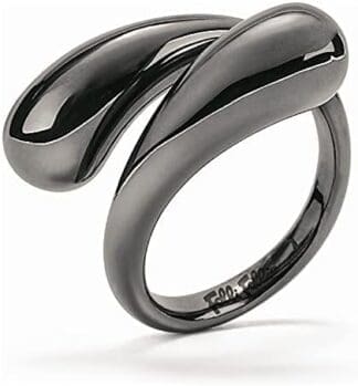 Folli Follie Anillo de mujer de acero inoxidable de la marca, color negro, talla 16 (referencia: 1R18T014A)