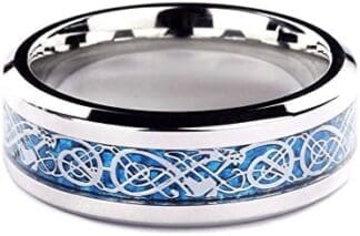 Longbeauty Anillos de carburo de tungsteno, 8 mm, diseño de dragón celta, para hombres, para boda, compromiso, 57 hasta 70