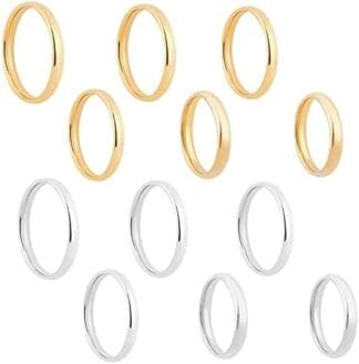 UNICRAFTALE 12pcs 2 Colores 15/16/17/18/19/20 mm Anillos de Banda Planos Lisos de Acero Inoxidable Anillos de Dedo de Metal Juego de Anillos de Moda En Tono Inoxidable para Hombres Y Mujeres
