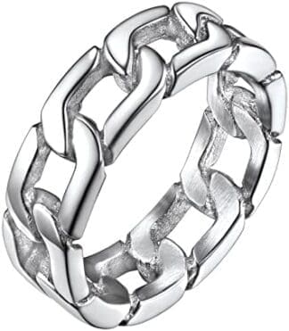 Richsteel Anillos Trenzados de Cadenas Cuabanas Color Platino/Dorado/Gris/Negro, Tallas 14.5-32.5