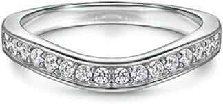 KnSam Mujer Anillo, Cruz Torcida Plata Circón Anillo De Bodas Plata