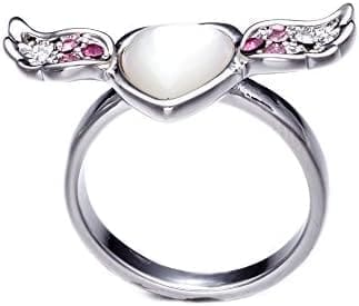 Blue Pearls Anillo del corazón, ala Madre de la Perla y Cristal Swarovski Elements Rose y Blanco