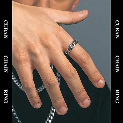 Richsteel Anillos Trenzados de Cadenas Cuabanas Color Platino/Dorado/Gris/Negro, Tallas 14.5-32.5 - Imagen 3