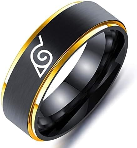 YAHOYA 8mm Anime en Titán Astilla Negro Alas de Anillo de Acero Inoxidable Alas De Libertad Bandera Anillos de Dedo para Hombres Mujeres Joyería Anime Fans - Imagen 3