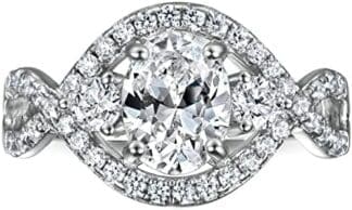 KnSam Mujer Anillo, Cruz Torcida Plata Circón Anillo De Bodas Plata