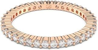 Swarovski Anillo Vittore, Talla redonda, Blanco, Baño tono oro rosa
